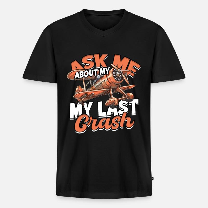 Modellflugzeug Modellflieger - Männer Premium Bio T-Shirt mit V-Ausschnitt - Schwarz