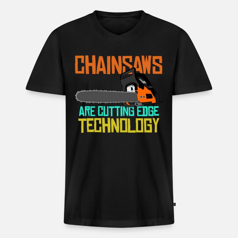 Chainsaws Chain Saw Chainsaw - Männer Premium Bio T-Shirt mit V-Ausschnitt - Schwarz