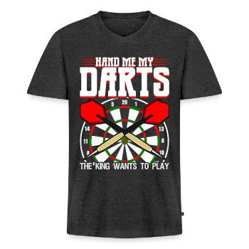 Darts Dartboard Joke Dart Player - Männer Premium Bio T-Shirt mit V-Ausschnitt - Anthrazit meliert - Vorne - Nico (187cm)