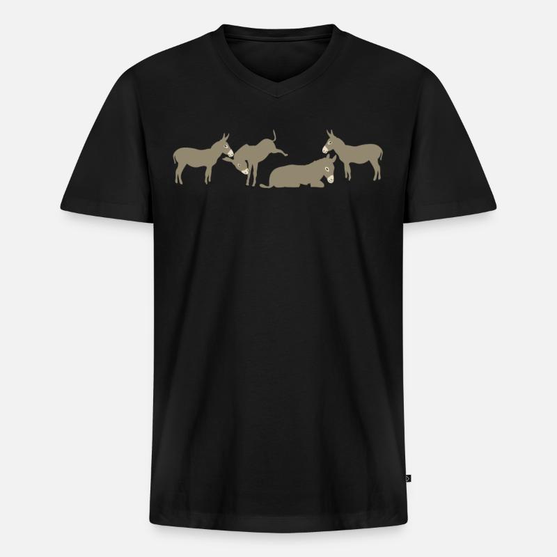 Donkeys - Männer Premium Bio T-Shirt mit V-Ausschnitt - Schwarz