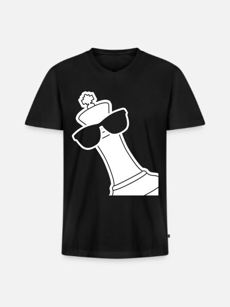 Chess pieces King with Sunglasses - Men's Premium Organic T-shirt with V-neck - black