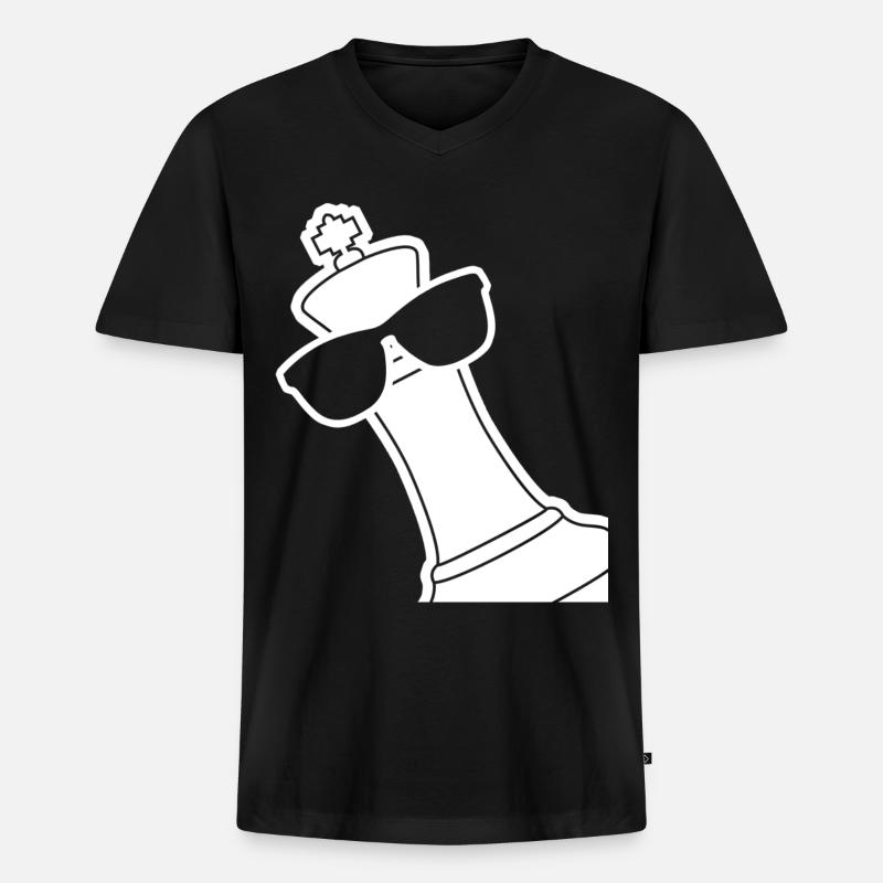 Chess pieces King with Sunglasses - Männer Premium Bio T-Shirt mit V-Ausschnitt - Schwarz