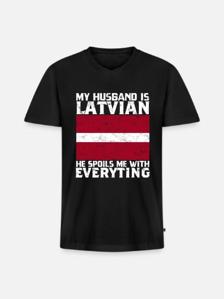 Lettland Lettin Lette - Männer Premium Bio T-Shirt mit V-Ausschnitt - Schwarz