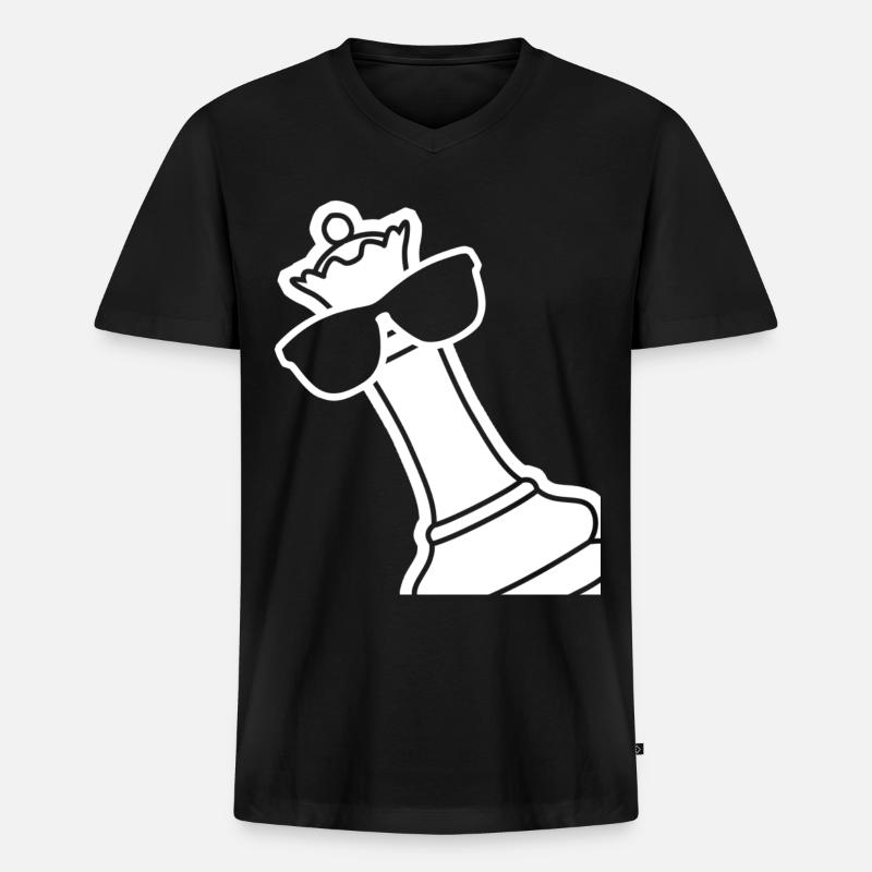 Chess Queen with Sunglasses - Männer Premium Bio T-Shirt mit V-Ausschnitt - Schwarz