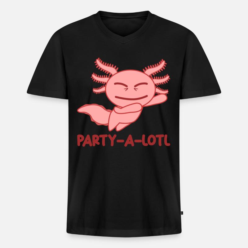 Party Axolotl Axolotls - Männer Premium Bio T-Shirt mit V-Ausschnitt - Schwarz