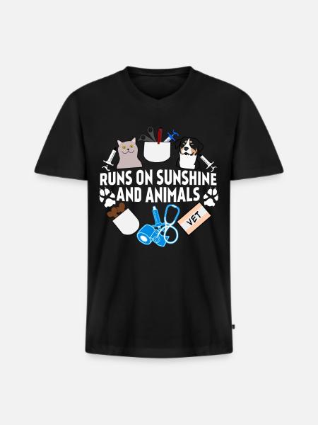 Veterinary Pets Medicine Veterinarian - Men's Premium Organic T-shirt with V-neck - black