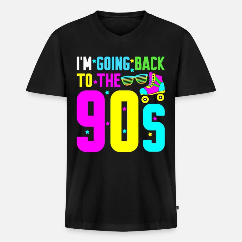 1990 Disco 90s Retro - Männer Premium Bio T-Shirt mit V-Ausschnitt - Schwarz