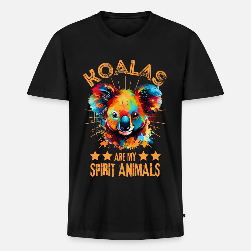 Bunter Koala - Männer Premium Bio T-Shirt mit V-Ausschnitt - Schwarz