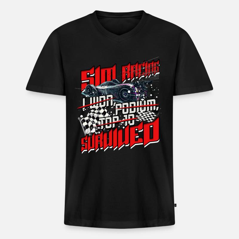 Sim Racing Simulator - Männer Premium Bio T-Shirt mit V-Ausschnitt - Schwarz