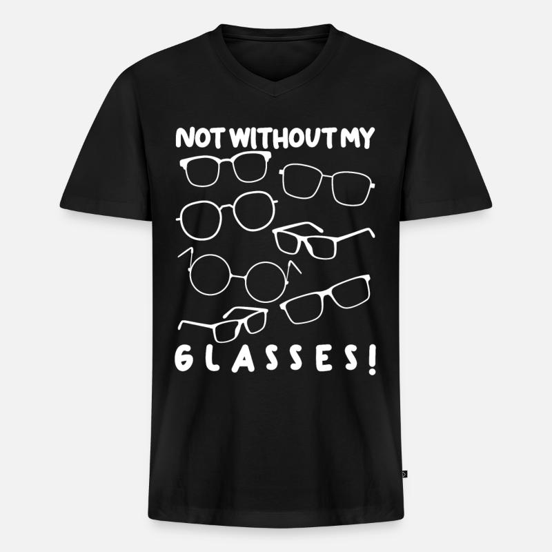 Glasses Eyeglasses Spectacles Opticals - Männer Premium Bio T-Shirt mit V-Ausschnitt - Schwarz