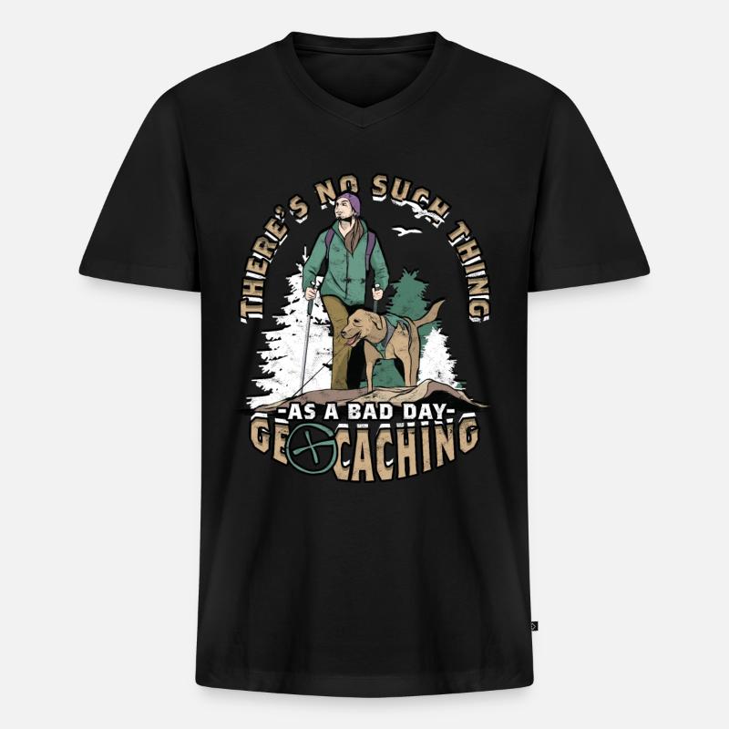 Geocache - Männer Premium Bio T-Shirt mit V-Ausschnitt - Schwarz