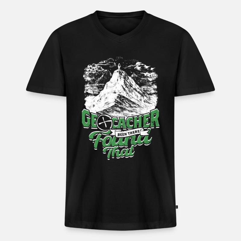 Geocache - Männer Premium Bio T-Shirt mit V-Ausschnitt - Schwarz