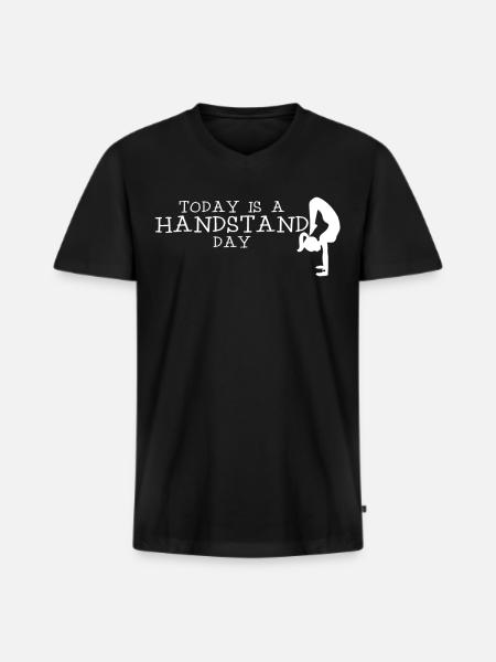 Håndstand Gymnast Håndstand - Premium økologisk T-shirt med V-hals til mænd - sort