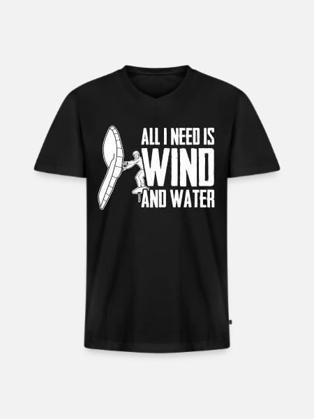Winging Wingsurfing Wing Foiling - Men's Premium Organic T-shirt with V-neck - black