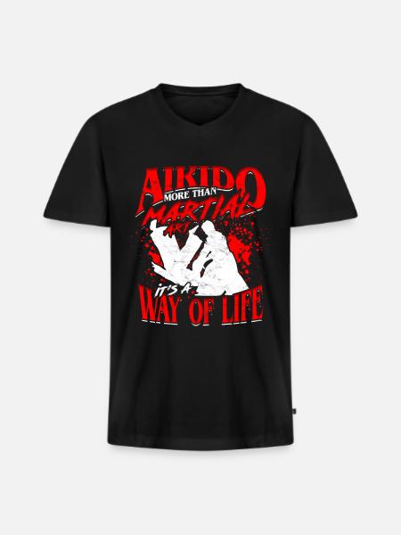 Aikido Aikidoka - Männer Premium Bio T-Shirt mit V-Ausschnitt - Schwarz