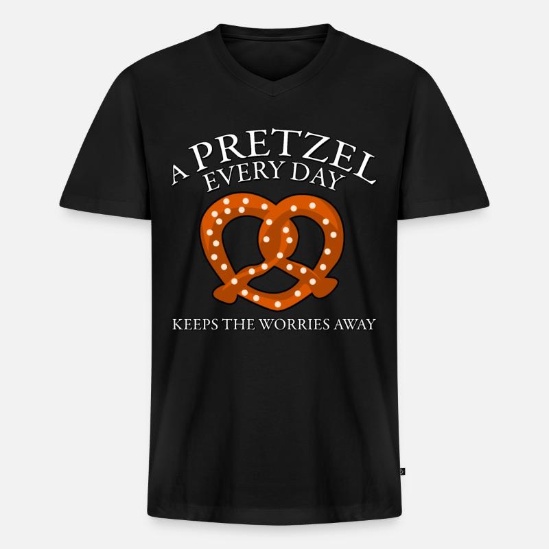 Pretzels - Männer Premium Bio T-Shirt mit V-Ausschnitt - Schwarz