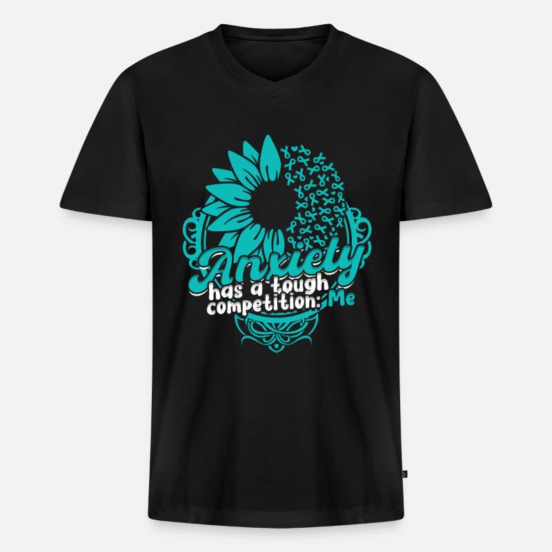 Angststörung - Männer Premium Bio T-Shirt mit V-Ausschnitt - Schwarz