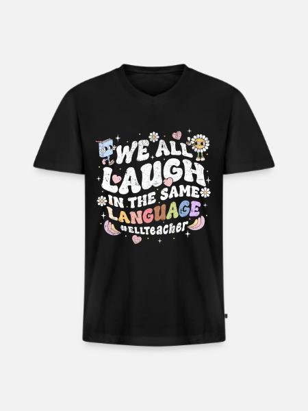Englischlehrer Englischlehrerin - Männer Premium Bio T-Shirt mit V-Ausschnitt - Schwarz