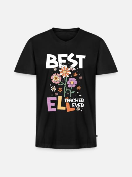 Bester Englischlehrer Englischlehrerin - Männer Premium Bio T-Shirt mit V-Ausschnitt - Schwarz