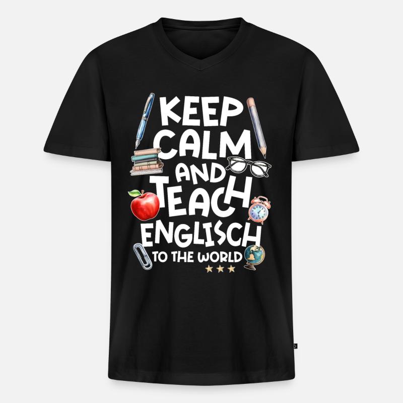 Englischlehrer Englischlehrerin - Männer Premium Bio T-Shirt mit V-Ausschnitt - Schwarz
