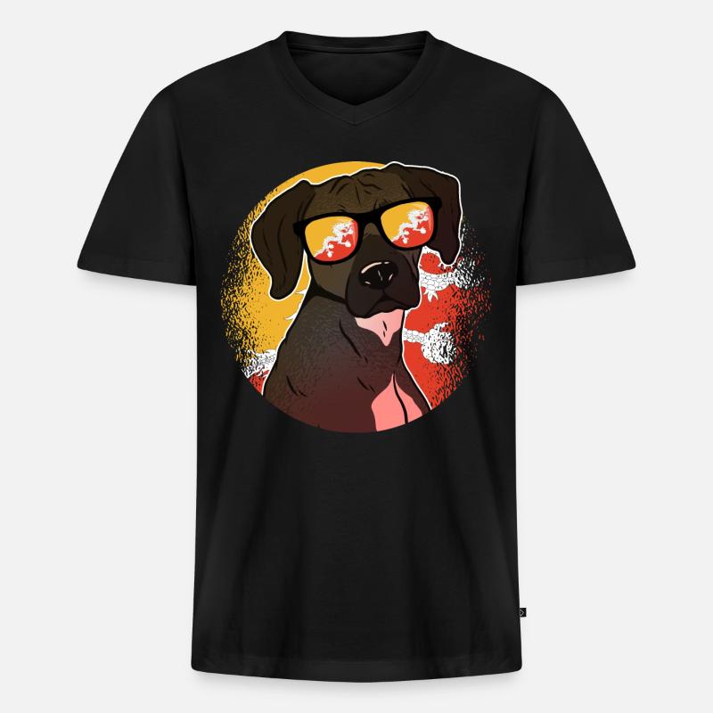 Bhutan - Männer Premium Bio T-Shirt mit V-Ausschnitt - Schwarz