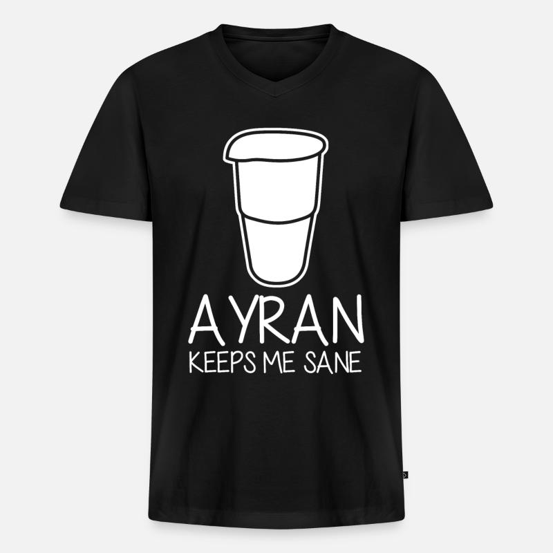 Ayran keeps me sane - Männer Premium Bio T-Shirt mit V-Ausschnitt - Schwarz
