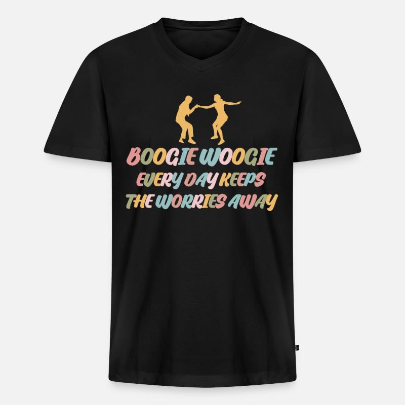 Boogie Woogie Retro Dance Swing - Männer Premium Bio T-Shirt mit V-Ausschnitt - Schwarz