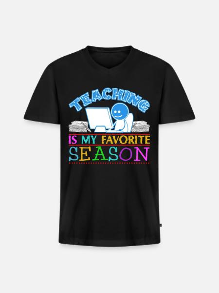 Enseignement Professeur d’école Enseignants - T-shirt encolure en V Premium bio Homme - noir