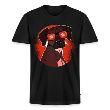 Hong Kong - Men's Premium Organic T-shirt with V-neck - black - Front - Nico (187cm)