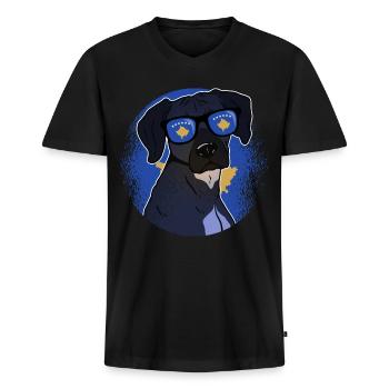 Kosovo (en anglais) - T-shirt encolure en V Premium bio Homme - noir - Devant - Nico (187cm)