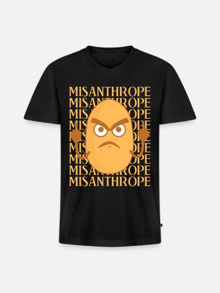 Misanthropist Grumpy Potato Misanthrope - Men's Premium Organic T-shirt with V-neck - black