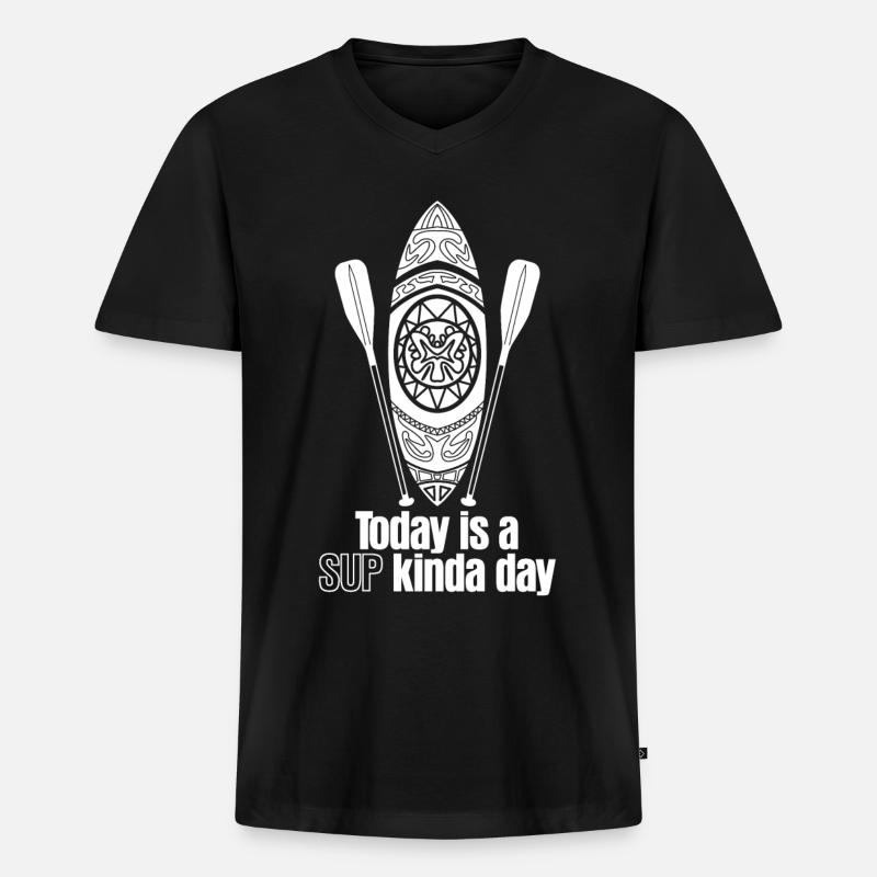 SUP-Board Stand up Paddling - Männer Premium Bio T-Shirt mit V-Ausschnitt - Schwarz