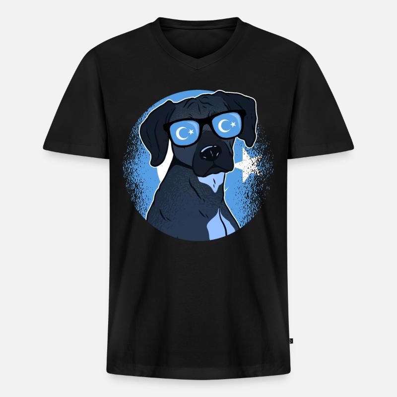 Uiguren - Männer Premium Bio T-Shirt mit V-Ausschnitt - Schwarz