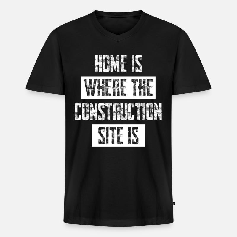 Construction Site Construction Worker - Männer Premium Bio T-Shirt mit V-Ausschnitt - Schwarz
