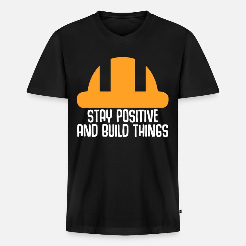 Construction Site Construction Worker - Men's Premium Organic T-shirt with V-neck - black