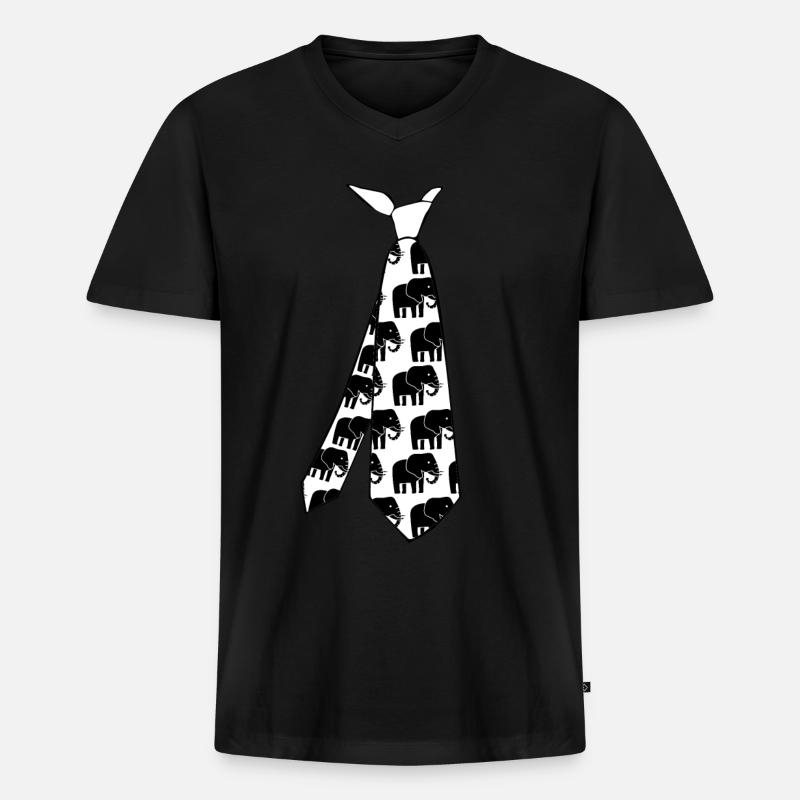 Elephants Tie Elephant - Männer Premium Bio T-Shirt mit V-Ausschnitt - Schwarz