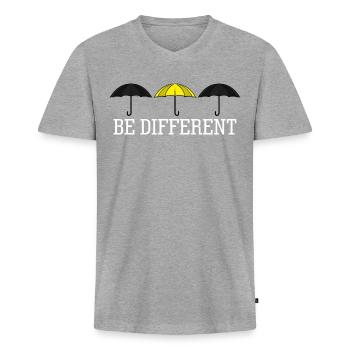Yellow Umbrella Umbrellas - Männer Premium Bio T-Shirt mit V-Ausschnitt - Grau meliert - Vorne