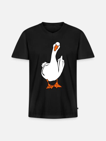 Grumpy Goose Middle Finger Geese - Männer Premium Bio T-Shirt mit V-Ausschnitt - Schwarz
