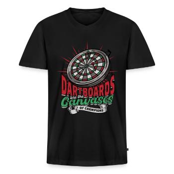 Dard joueur de fléchettes - T-shirt encolure en V Premium bio Homme - noir - Devant - Nico (187cm)