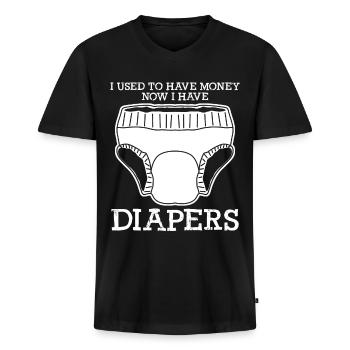 Diapers Baby Babies - Männer Premium Bio T-Shirt mit V-Ausschnitt - Schwarz - Vorne - Nico (187cm)