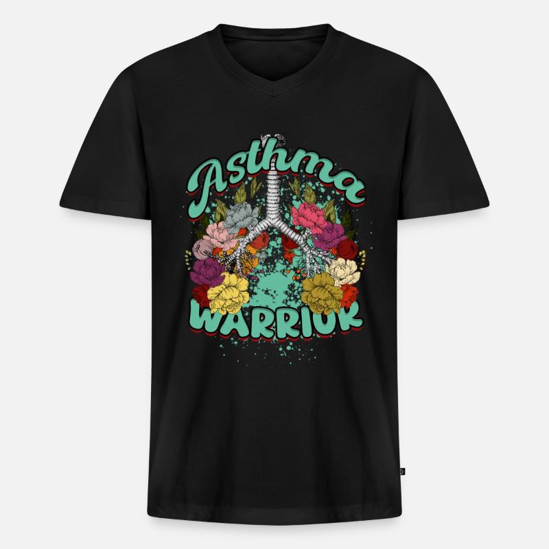 Asthmatiker Asthma Warrior - Männer Premium Bio T-Shirt mit V-Ausschnitt - Schwarz