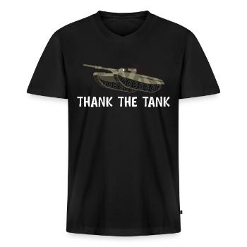 Chars de combat de combat de chars MBT - T-shirt encolure en V Premium bio Homme - noir - Devant - Nico (187cm)