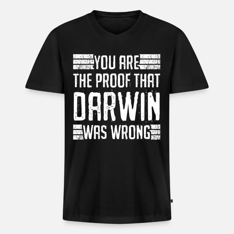Grumpy Darwin Darwinism Misanthrope - Männer Premium Bio T-Shirt mit V-Ausschnitt - Schwarz