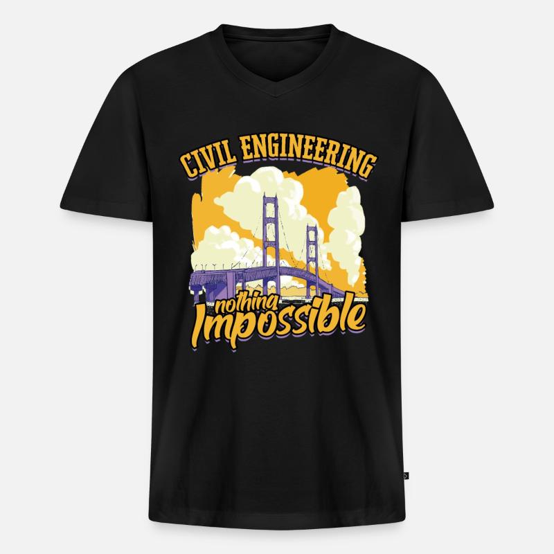 Civil Engineering Nothing Impossible - Men's Premium Organic T-shirt with V-neck - black