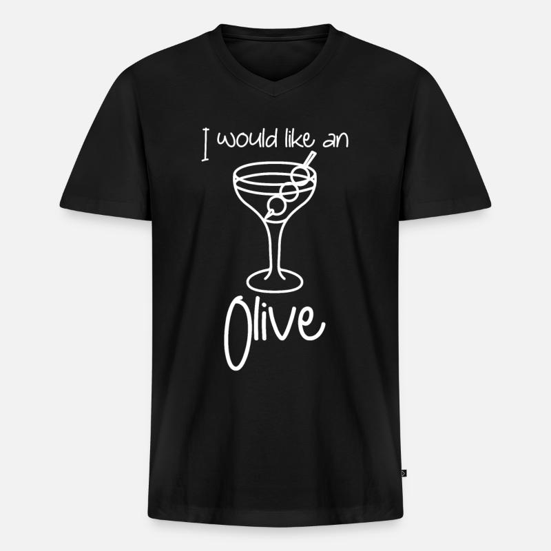 Martini with Olives - Männer Premium Bio T-Shirt mit V-Ausschnitt - Schwarz
