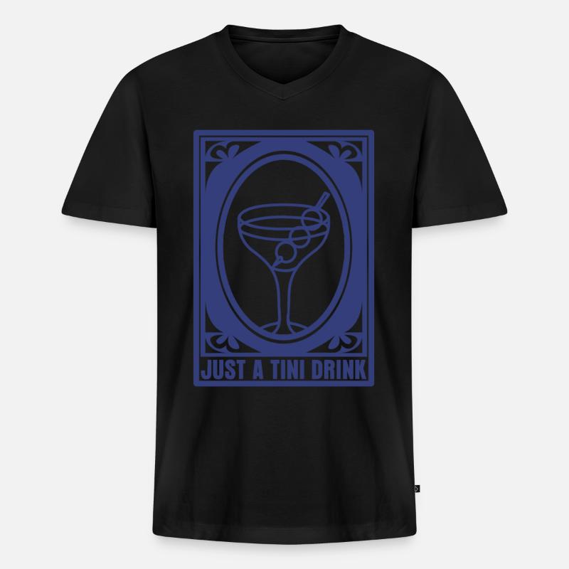 Martini - Männer Premium Bio T-Shirt mit V-Ausschnitt - Schwarz