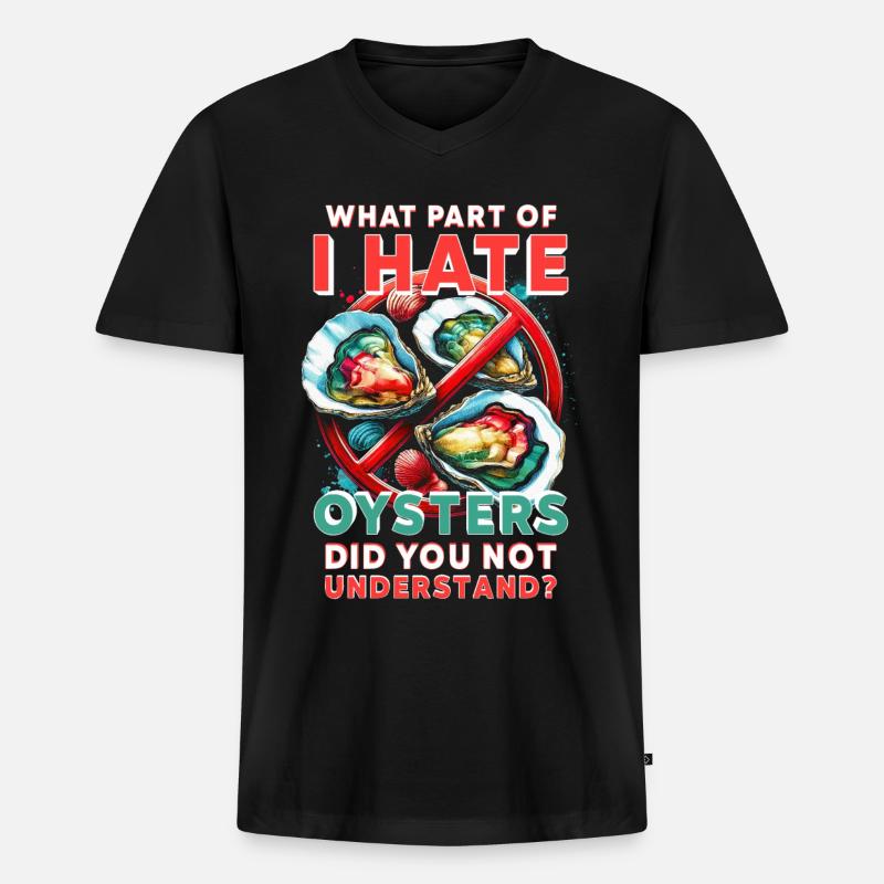 Austern Hasser - Männer Premium Bio T-Shirt mit V-Ausschnitt - Schwarz