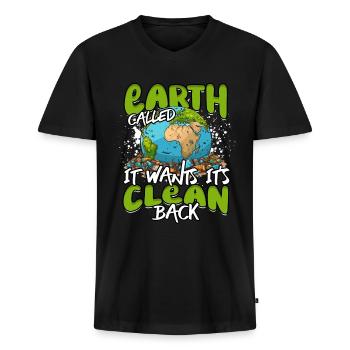 Environmental Protection Environmentalists - Men's Premium Organic T-shirt with V-neck - black - Front - Nico (187cm)