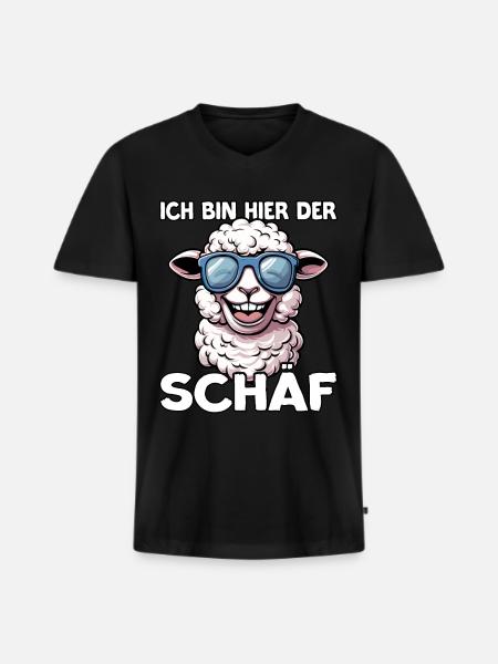 Schäff | Chef | Teamleiter | Abteilungsleiter - Männer Premium Bio T-Shirt mit V-Ausschnitt - Schwarz