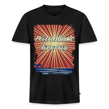 Procrastination - Men's Premium Organic T-shirt with V-neck - black - Front - Nico (187cm)